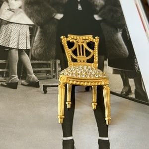 Vintage Karl Lagerfield chair, rhinestone pendant lyre 1990s